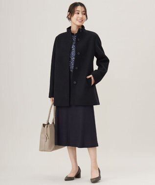 J.PRESS LADIES L ショートビーバー ボトルネック コート ブラック系