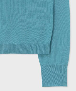 Paul Smith ドレープウール ストライプ ヘンリーネック ニット グレイッシュブルー