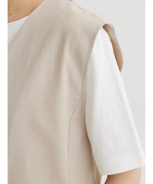 Green Parks 綿麻混シングルミディ丈ベスト Black