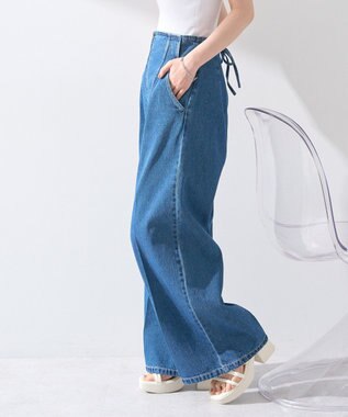 earth music&ecology フロントＺＩＰバックレースアップデニム Medium Indigo