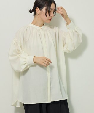 Green Parks ｅａｓｅ　ｂｌｕｅ．バックシャーリングブラウス