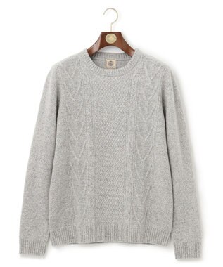 J.PRESS MEN 【Cash Lamb's Wool】ケーブルクルーネック ニット ライトグレー系