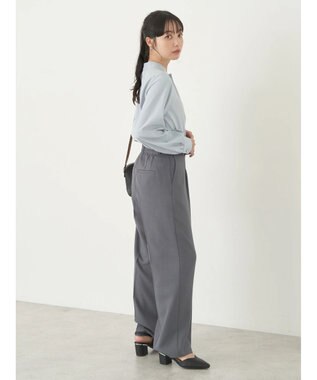 earth music&ecology パールタックブラウス Light Blue