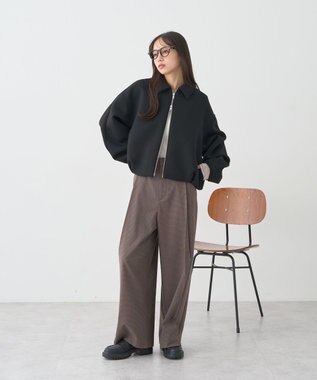 earth music&ecology ダンボールニットZIPブルゾン Black