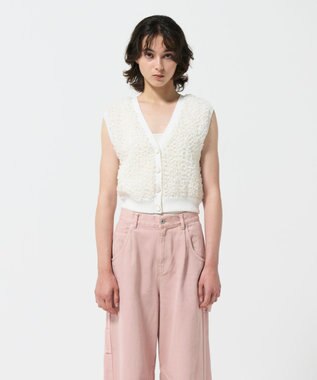 GRACE CONTINENTAL チュールフリルニットベスト ホワイト