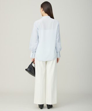 ICB L 【先行予約】 オーガンコンビシャーティング シアーレイヤードスリーブブラウス クラウドサックス