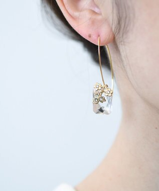 monshiro スイートピーグラスフックピアス ストーン