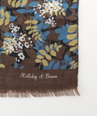 JOSEPH ABBOUD スモールリーフプリント ストール ダークブラウン系5