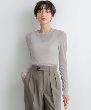 23区 【SLOW/一部店舗限定】シアーリブロンTEE クルーネック カットソー ライトグレー系
