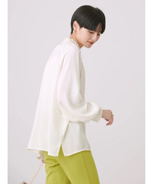 AMERICAN HOLIC ギャザーラグランサテンブラウス Ivory
