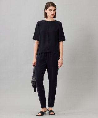 ICB 【UVカット・防シワ・洗える】ライトダブルクロス ドロストパンツ ネイビー系