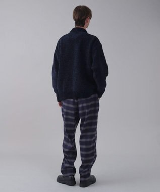 WEGO 【ユニセックス着用ITEM】ベロアモールワンポイントZIPカーディガン ネイビー