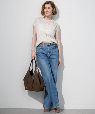 23区 L 【先行予約/WEB&一部店舗限定カラーあり】シアードット フレンチスリーブ ニット ライトグレー系