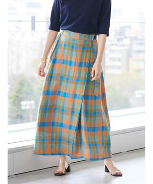 AMERICAN HOLIC ラップ風チェックスカート Orange