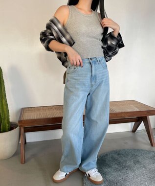 WEGO 【カップ付きインナー/SMサイズ展開】なちゅ盛れカップインアメスリタンク 杢グレー