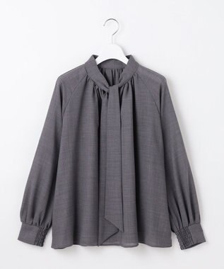 自由区 【セットアップ対応・洗える】ハイツイストビエラボウタイ ブラウス TOPグレー