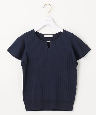 ANY SIS S 【洗える】パール調ポイントフレアスリーブ ニット ネイビー