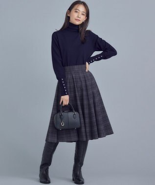 組曲 【WEB限定カラーあり】ウールライクストレッチ フレアスカート グレー系3