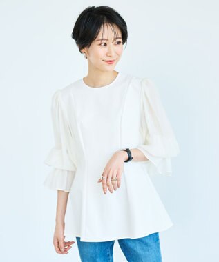 #Newans シアースリーブブラウス ホワイト