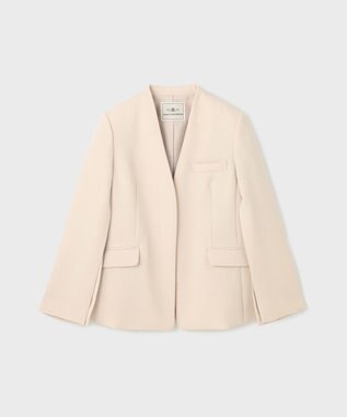 GRACE CONTINENTAL ダブルクロスノーカラージャケット ベージュ