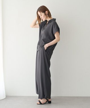 YECCA VECCA 【接触冷感】COOLスキッパーブラウス Charcoal Gray