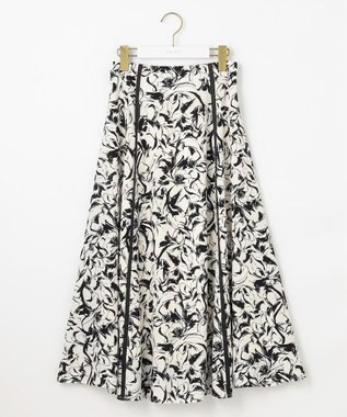 ANY SIS 【洗える】ラインポイントフラワー スカート モノトーン系