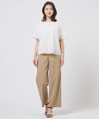 J.PRESS LADIES レースコンビジャージー カットソー ホワイト系