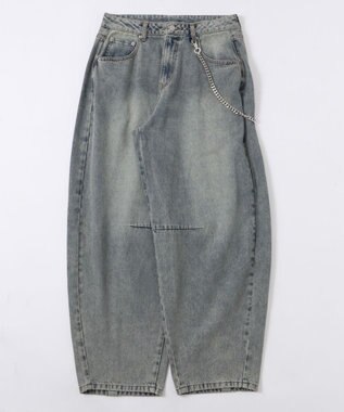 WEGO チェーン付きバルーンデニムパンツ デニム淡加工色