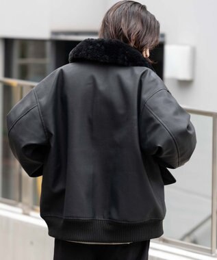 WEGO 【ユニセックス着用ITEM/MLサイズ展開】PU2WAYフライトブルゾン ブラック