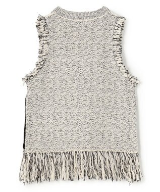 uncrave ツイードニット ジレ オフ×ブラック