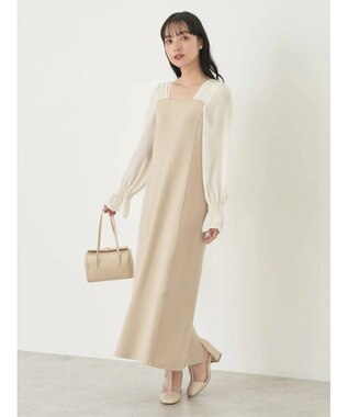 earth music&ecology ショルダードッキングワンピース Beige