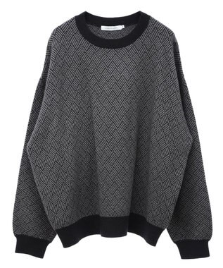 AMERICAN HOLIC バイパチ幾何学柄ニットプルオーバー Gray Mixture