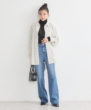 earth music&ecology サッカーストライプシャツ Navy