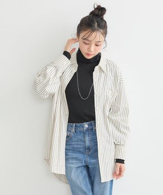 earth music&ecology サッカーストライプシャツ Navy