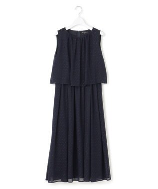 23区 【APPLAUDIR】ドットシアークレープ ドレス ネイビー系