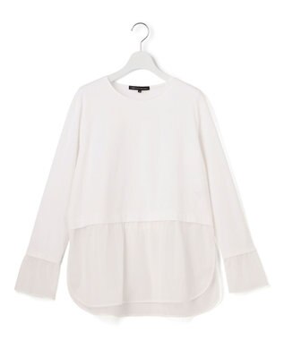 23区 L 【見上愛さん着用】ナチュラルコットンベア シアーコンビ カットソー ホワイト系