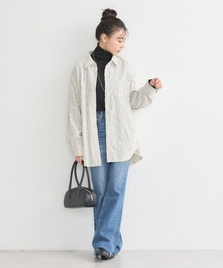 earth music&ecology サッカーストライプシャツ Navy