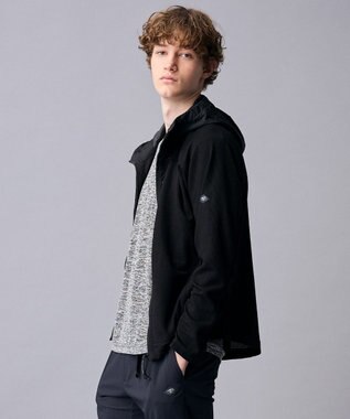 JOSEPH ABBOUD MOUNTAIN 【異素材コンビネーション】グリットワッフルアクティブパーカー ブラック系