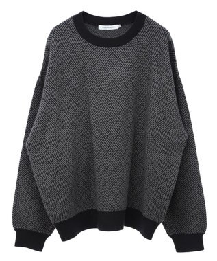 AMERICAN HOLIC バイパチ幾何学柄ニットプルオーバー Gray Mixture