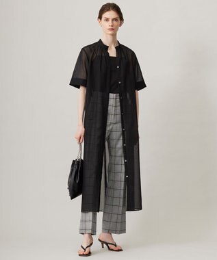 ICB 【洗える】ハイツイストコットンボイル ワンピース ブラック系