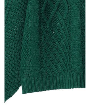 earth music&ecology ウォッシャブルケーブルプルオーバー Green