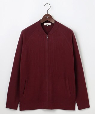 JOSEPH ABBOUD 【キングサイズ・チクチクしない/洗える/3シーズン対応】ＳＮＯＷＹボーダー ニットブルゾン ワイン系