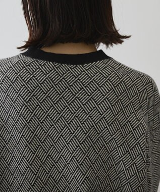 AMERICAN HOLIC バイパチ幾何学柄ニットプルオーバー Black