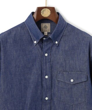 J.PRESS MEN デニムルックツイル ボタンダウンシャツ ブルー系