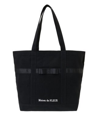 Maison de FLEUR マルチポケット帆布トートMバッグ Black