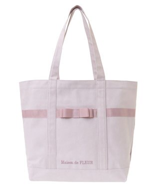 Maison de FLEUR マルチポケット帆布トートMバッグ Grayish Pink
