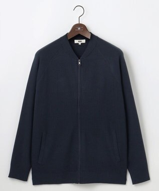JOSEPH ABBOUD 【キングサイズ・チクチクしない/洗える/3シーズン対応】ＳＮＯＷＹボーダー ニットブルゾン ネイビー系