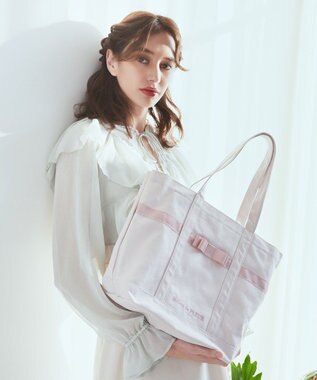 Maison de FLEUR マルチポケット帆布トートMバッグ Grayish Pink