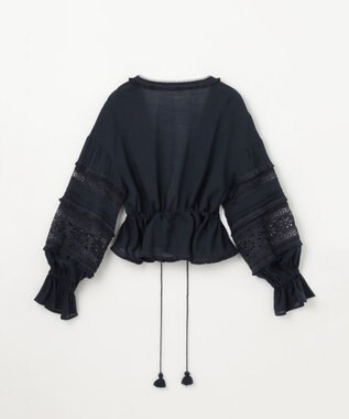 GRACE CONTINENTAL レースパッチブラウス ネイビー