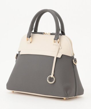 組曲 【ショルダーベルト付き】ボストンハンドバッグ グレー系